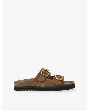 Kurt Geiger Bancroft Flat Suede Sandals - Brown
