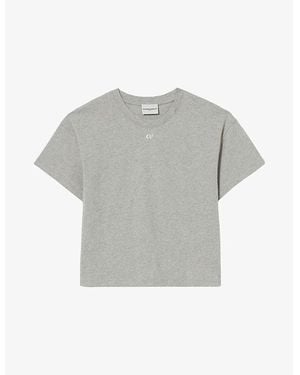 Claudie Pierlot Cp-Embroidered Cotton-Jersey T-Shirt - Gray