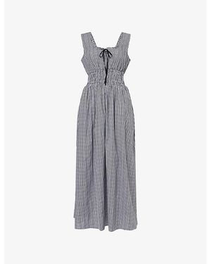 Rails Jordie Gingham-Pattern Cotton Midi Dress - Grey