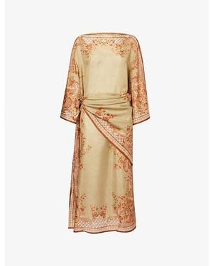 Zimmermann Aster Tuni Silk Midi Dress - Natural