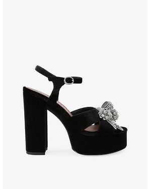 Kurt Geiger Bow Velvet Platforms Heels - Black