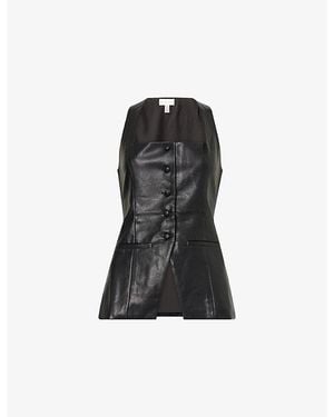 Pretty Lavish Maeve Square-Neck Faux-Leather Waistcoat - Black