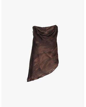 Dissh Willow Asymmetric Woven Top - Brown