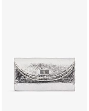 Sandro Mambo Metallic-Leather Clutch Bag - Gray
