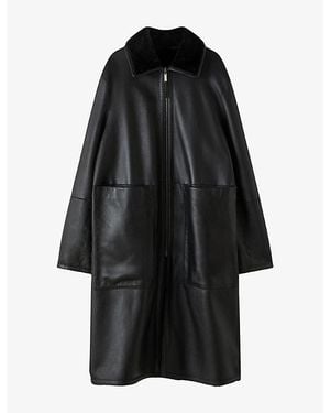 JOSEPH Caspian Reversible Shearling And Leather Coat - Black
