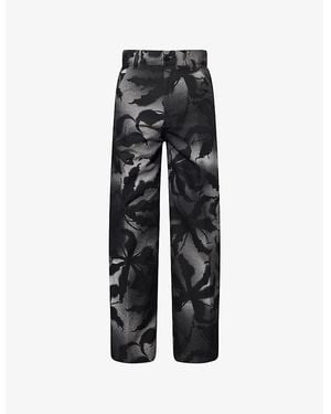 Dries Van Noten Pickerby 2369 Graphic-Pattern Cotton Trousers - Black