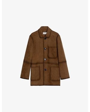 Zadig & Voltaire Venzia Patch-Pocket Suede Jacket - Brown