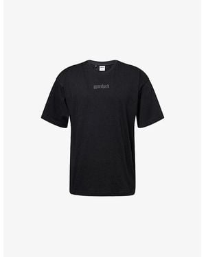 GYMSHARK Old English Text-Print Short-Sleeve Cotton T-Shirt - Black
