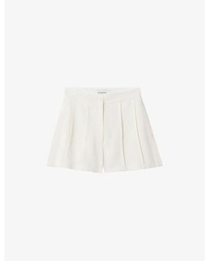 Claudie Pierlot Pleated Side-Pocket Lyocell-Blend Shorts - White