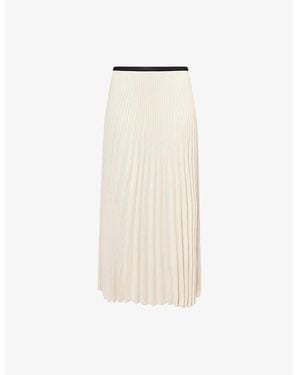 Jenni Kayne Pleated High-Waist Woven Midi Skirt - Natural
