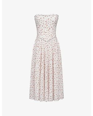 House Of Cb Gina Rose-Print Strapless Stretch-Cotton Maxi Dress Xs (A-C Cup) - White