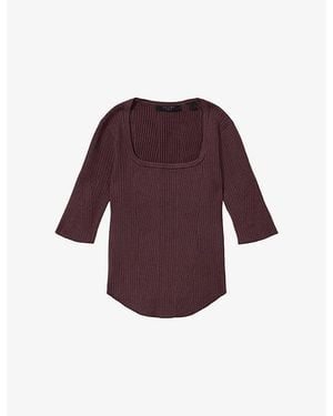 AllSaints Hally Ribbed Jersey Top - Purple