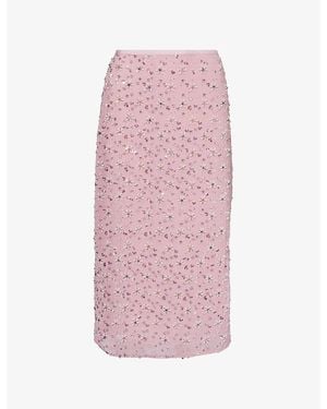 Sister Jane Parade Embellished Woven Midi Skirt - Pink