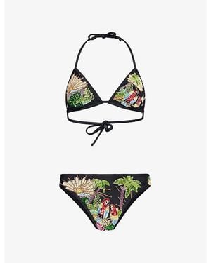 Oceanus Charli Embellished Tropical Bikini Set - White