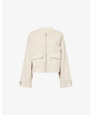 PAIGE Kiran Collarless Denim Jacket - Natural
