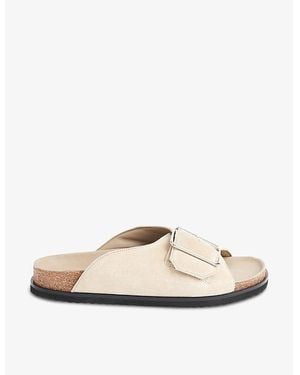 Whistles Ellery Buckle-Embellished Flat Leather Slides - Natural