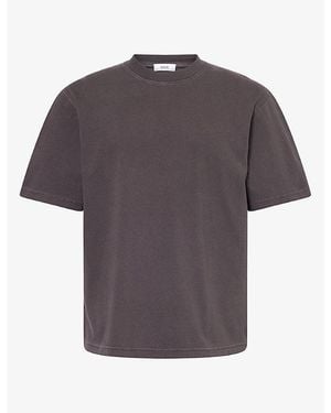Agolde Asha Mock-Neck Cotton T-Shirt - Purple