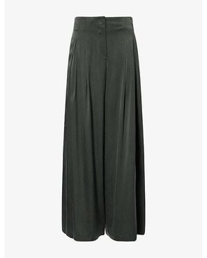 Twp Drew Wide-Leg High-Rise Silk-Charmeuse Pants - Green