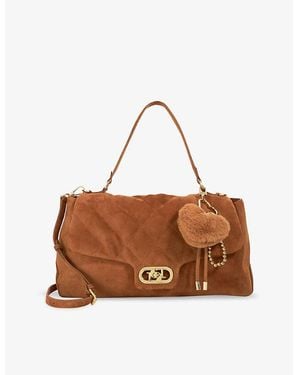 Dune Regency Suede Textured Shoulder Bag - Brown