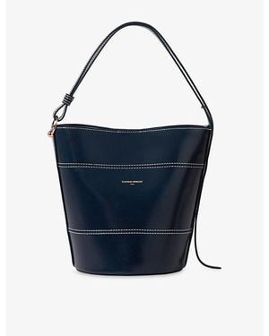 Claudie Pierlot Grained-Texture Leather Bucket Bag - Blue