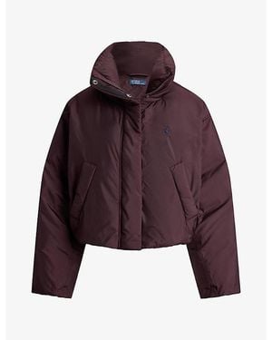 Polo Ralph Lauren Logo-Embroidered Cropped Shell-Down Puffer Jacket - Purple