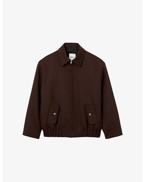 Sandro Oversized Zip-Up Woven Jacket - Brown