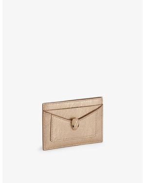 BVLGARI Serpenti Forever Metallic-Leather Card Holder - Natural