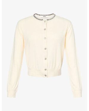 Siedres Poli Contrast-Stitch Stretch-Jersey Cardigan - White