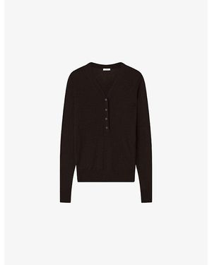 JOSEPH Gillies Cashair Cashmere Henley Top - Black