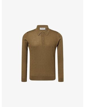 John Smedley Hodson Ribbed Merino-Wool Polo Jumper - Green