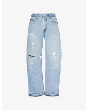 Casey Jean By Jean Vintage Distressed Straight-Leg Mid-Rise Jeans - Blue