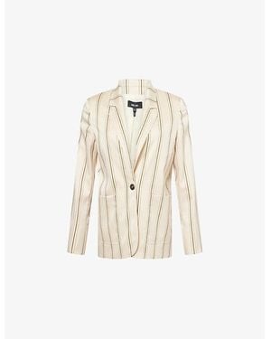 ME+EM Striped Single-Breasted Woven Blazer Jacket - Natural