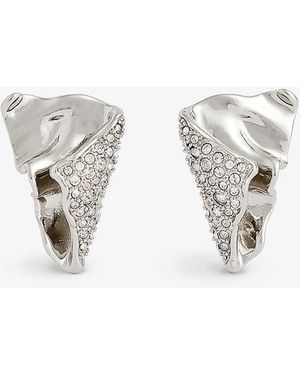 Alexis Solanales Folded -tone Brass And Crystal Earrings - White