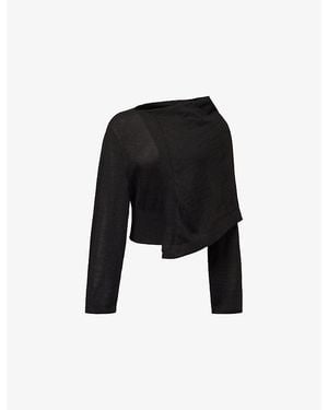 Rick Owens Draped Scarf Long-Sleeve Wool Jumper - Black