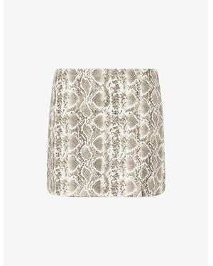 GOOD AMERICAN Snake-Print Textured Faux Leather Mini Skirt - Natural