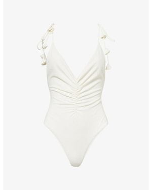 Devon Windsor Carmella Petal-Straps Swimsuit - White