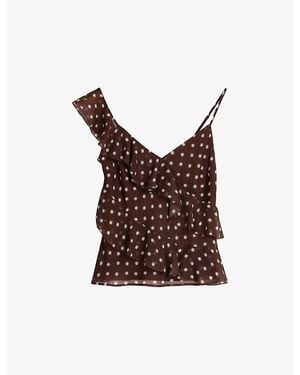 OMNES Francie Polka-Dot Woven Top - Brown