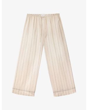 The White Company Striped Cropped Cotton-Poplin Pyjama Bottoms - Natural