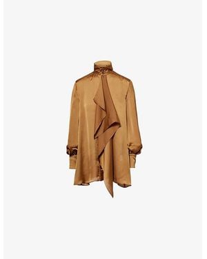 Sacai Relaxed-Fit High-Neck Woven Mini Dress - Brown