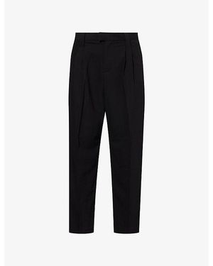 The Couture Club Tailored Barrel-Leg Stretch-Woven Trousers - Black