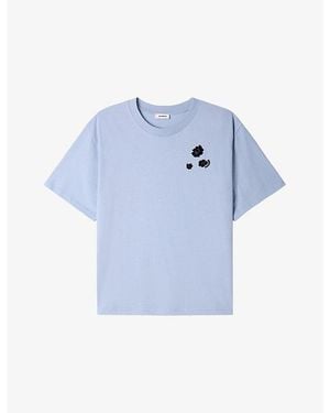 Sandro Flower-Print Cotton T-Shirt - Blue