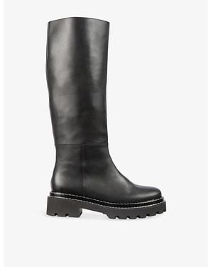 LK Bennett Julia Leather Flat Knee-High Boots - Black