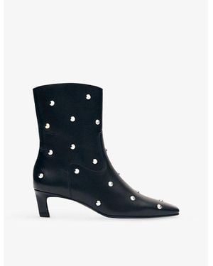 Alohas Nash Stud Leather Heeled Ankle Boots - Blue