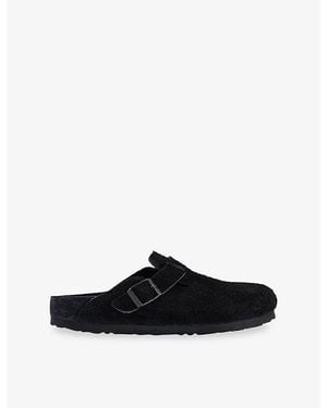 Birkenstock Boston Exquisite Suede Clogs - Black