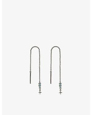 Astrid & Miyu Cosmic Opal Thread Rhodium-Plated Sterling Earrings - White