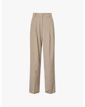 Frankie Shop Gelso Pleated Woven-Twill Pants - Natural