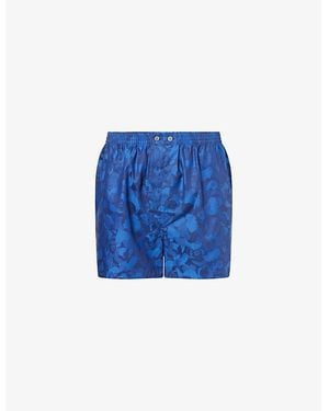 Derek Rose Paris Patterned Cotton Boxer Shorts - Blue