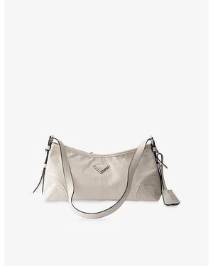 Prada Aimée Medium Leather Shoulder Bag - Grey
