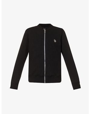 Paul Smith Zebra-Embroidered Long-Sleeve Cotton Bomber Jacket - Black