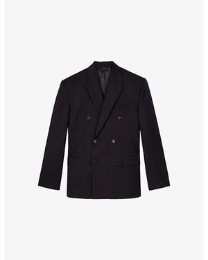 The Kooples Double-Breasted Peak-Lapel Wool Blazer - Blue